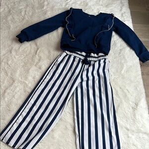 Navy and White Striped Kids Matching Set